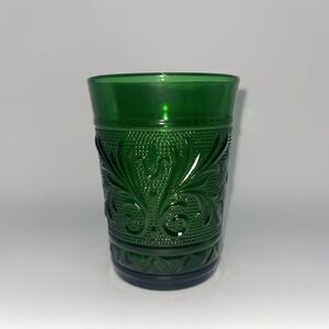 6 Vintage Anchor-Hocking Emerald Forest Green Tumbler Glass  4"